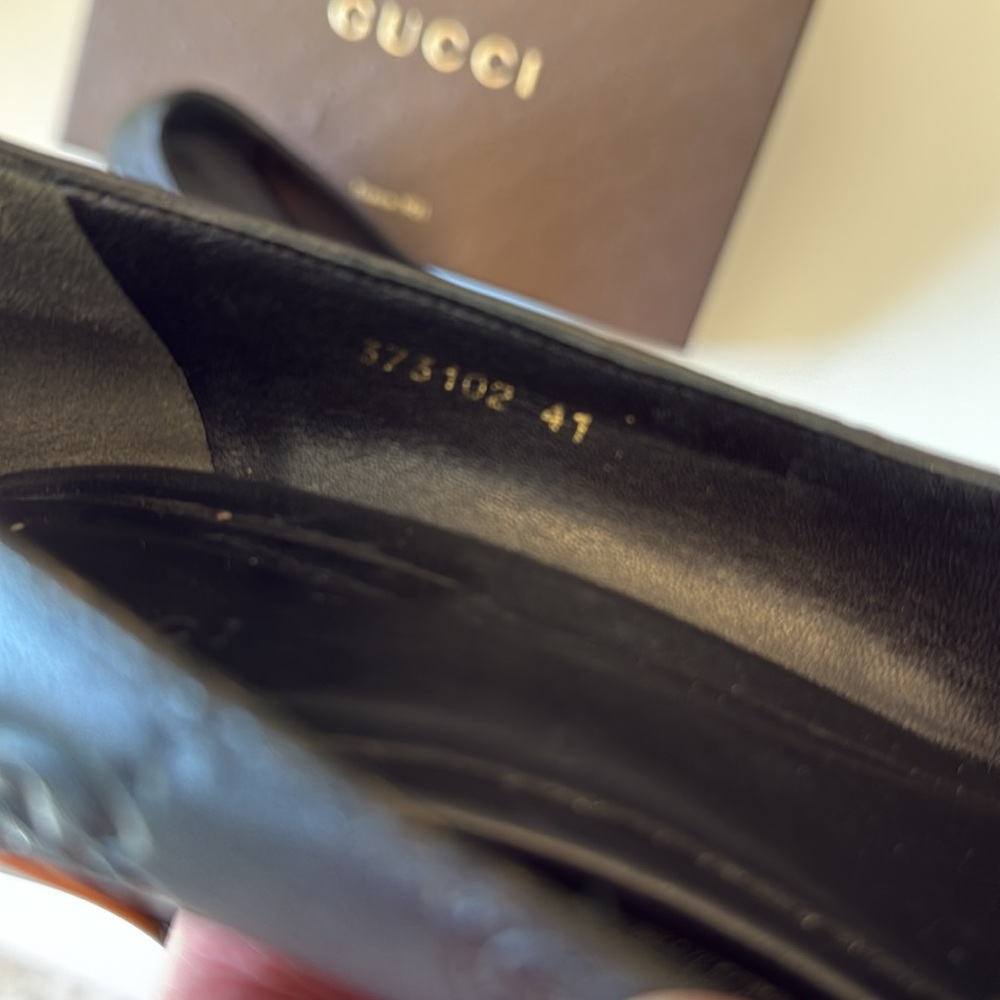 Gucci Guccissima Black Women's Stiletto Peep Toe Heels Size 41 - Picture 10 of 16